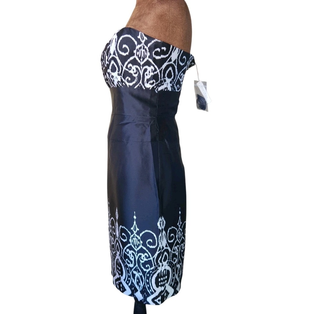 WHBM Satin Black White Dress Size 00 Silk Mini Formal Party Cocktail NWT - Picture 2 of 8